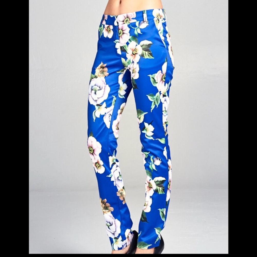 One day sale! Royal Blue Flower Stretchy Pants